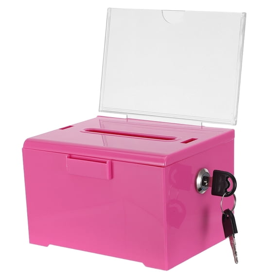 NICERIO Pink Acrylic Suggestion Box with Lock Smooth Edges for Office and Community Use