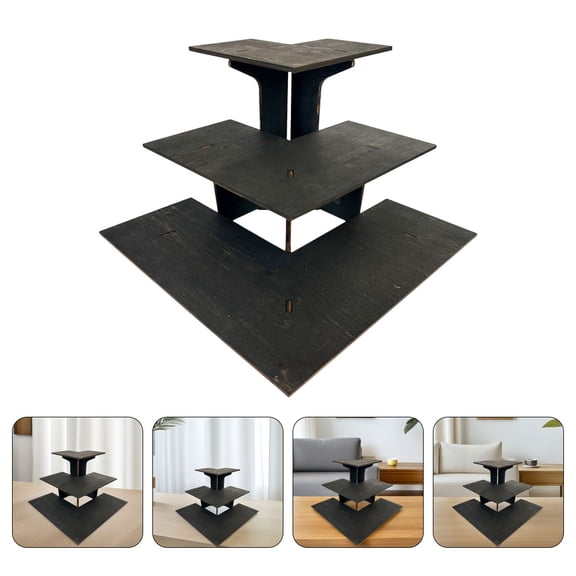 NICERIO Black Wooden Retail Display Rack, Portable and Detachable for Snacks