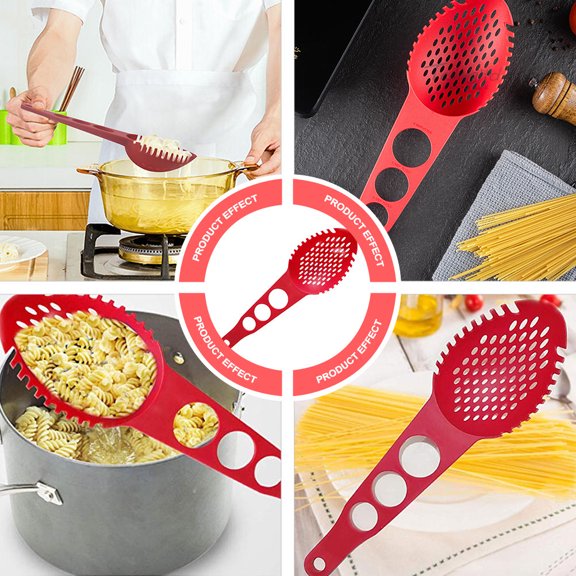 NICERIO Red Food Grade Nylon Noodle Spoon Practical Kitchen Tool for Home and Restaurant
