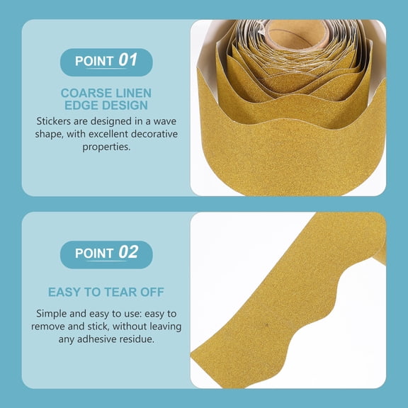 NICERIO Removable Plated Gold Border Paper Decorative Trim for Bulletin Boards and Classroom Use