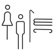 NICERIO Professional Black Acrylic Toilet Sign, Easy Installation, Ideal for Hotels and Stores