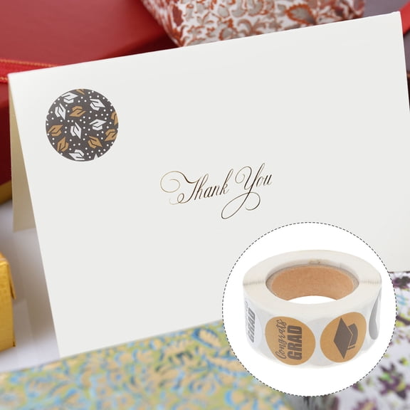 NICERIO Round Seal Sticker 500 Pcs Golden Graduation Themed Label for DIY Craft Letter Food