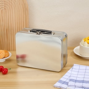 NICERIO Vintage Metal Tin Lunch Box with Leakproof Lid and Handle, Multifunctional Storage Container for Food and Snacks
