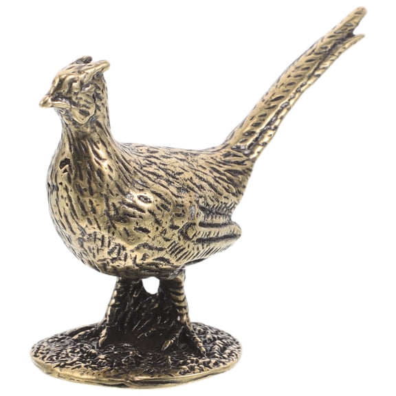 NICERIO Small Brass Pheasant Statue with Sturdy Base for Desk and Bookshelf Display