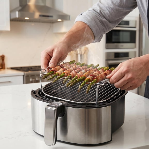 NICERIO Stainless Steel Round Cooking Rack for Air Fryer, Multi-Purpose Kitchen Accessory Set