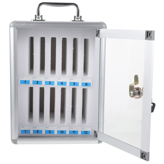 NICERIO Plated Multi-Slot Phone Locker Box with Handle, Secure Storage Case for Office, Factory, and Workplace Use
