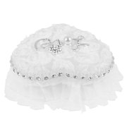NICERIO Heart Shape Ring Box, White Fabric and Plastic, Sturdy and Elegant for Weddings