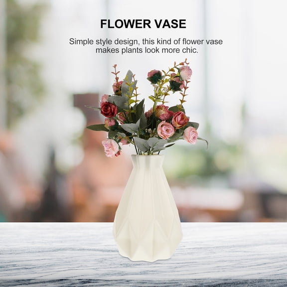 NICERIO Tabletop Flower Vase Modern Round Belly Design Imitation Ceramic 1Pack