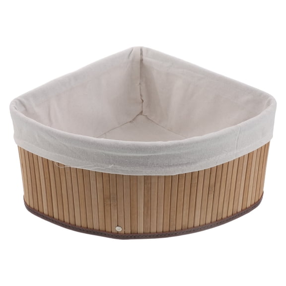 NICERIO Triangle Bamboo Corner Storage Basket Woven Decorative Basket for Kitchen Shelves