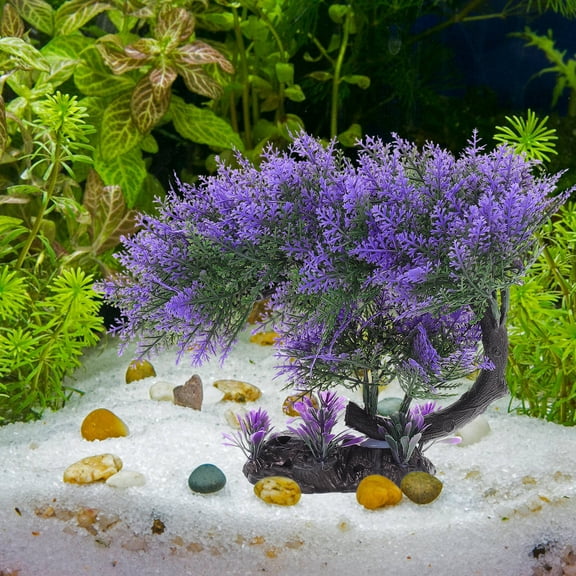 NICERIO Durable Purple Artificial Pine Tree for Aquarium and Desktop Decoration