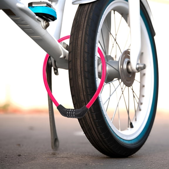 NICERIO Waterproof Pink Bike Lock with Keys and Steel Chain for Secure Cycling and Outdoor Use