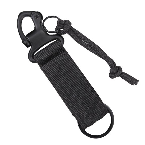 NICERIO Wear Resistant Nylon Climbing Key Chain with Hook and Loop for Outdoor Use Black