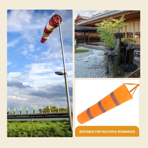 NICERIO Weather Resistant Orange Windsock for Outdoor Wind Direction Showing with Reflective Features