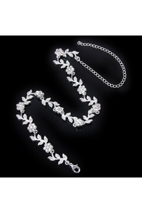 Bridal Wedding with Sparkling Rhinestone Alloy Leaf Design for Engagement, Party, and Special Occasion Wear