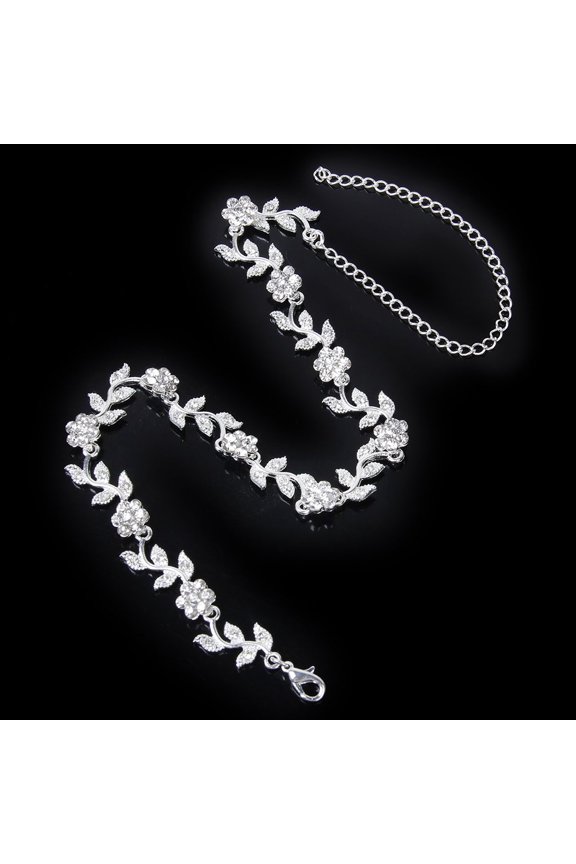 Wedding Tiara with Rhinestone Alloy Leaf Design for Bridal Engagement and Party Wear