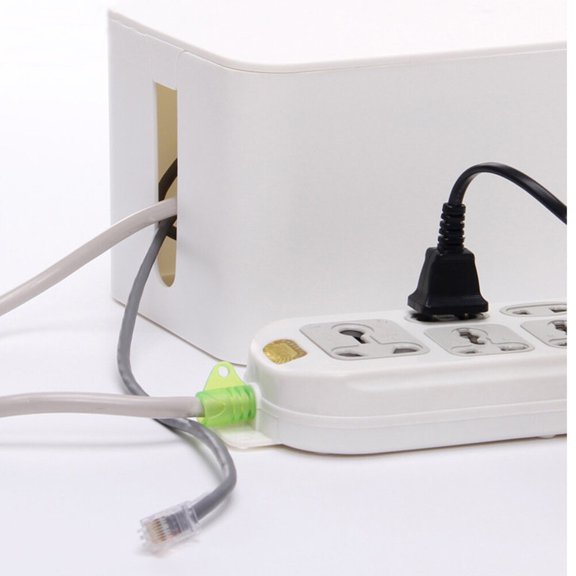 NICERIO Wire Organizer Box White Plastic for Power Cord and Charger Cable Storage