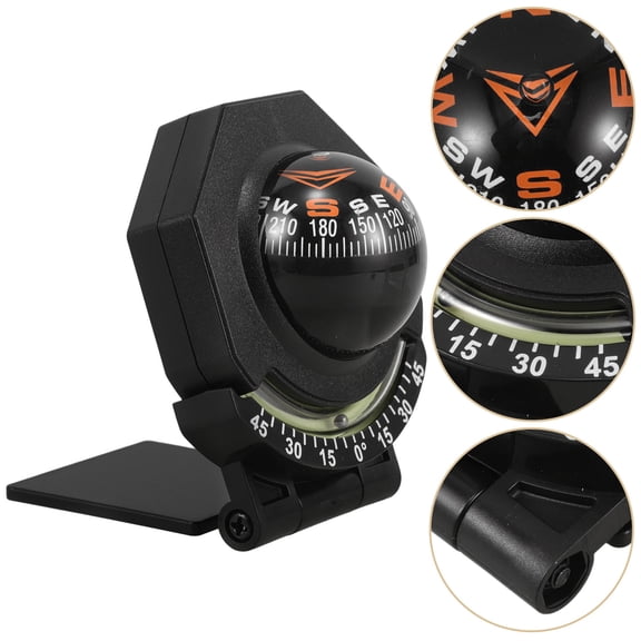 NICERIO Night Glow Boat Compass, Black ABS, Foldable, Vehicle Mountable, Marine Navigation