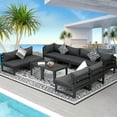 thumbnail image 1 of RADIATA 10 Pieces Large Outdoor Aluminum Furniture Set with Tables Patio Seating Conversation Set Grey Aluminum Modern Patio Sofa Sectional, 1 of 10