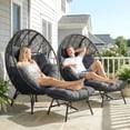 thumbnail image 1 of RADIATA Indoor Outdoor Patio Oversized Wicker Egg Chair with Ottoman, Dark Gray Lounge Basket Chair with Cushion, 2PCS 420 lbs Capacity, 1 of 8