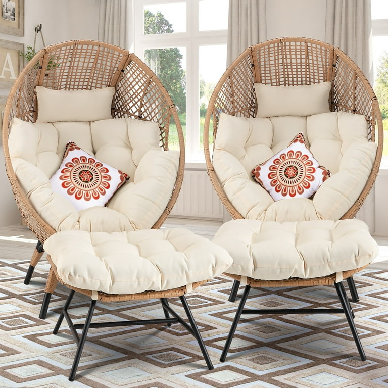 NICESOUL Oversized Rattan Patio Egg Chair Boho Lounge Outdoor