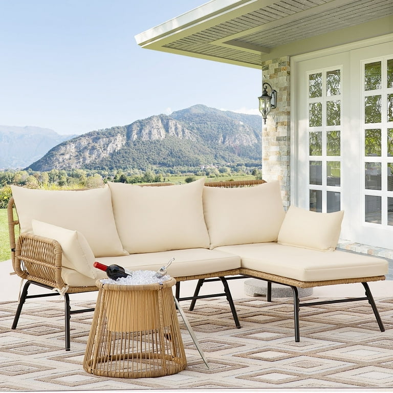 NICESOUL Pcs Boho Rattan Couch Outdoor Furniture Set, Wicker