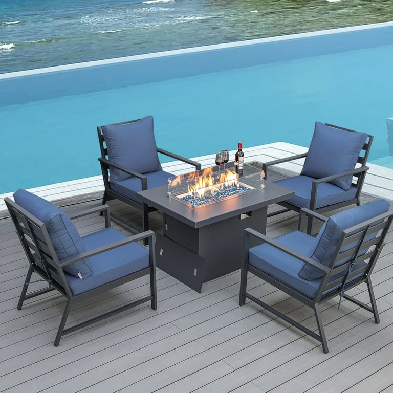 Aluminum patio furniture with fire pit hot sale