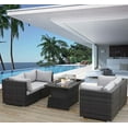 thumbnail image 1 of RADIATA 5 Pcs PE Rattan Outdoor Patio Sets with Fire Pit Table Light Gray, 1 of 10