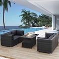 thumbnail image 1 of RADIATA 5 Pcs Wicker Patio Furniture Sets with Fire Pit Table, Dark Gray, 1 of 11