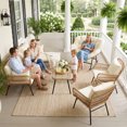 thumbnail image 1 of RADIATA 7 Pcs Boho Outdoor Patio Furniture Set with Rocking Papasan Chair, Outdoor Sectional Conversation Sofa with Side Table and Ice Bucket, Beige, 1 of 11