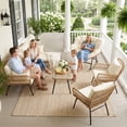 thumbnail image 1 of RADIATA 5 Pcs Boho Outdoor Patio Furniture Set with Rocking Papasan Chair, Outdoor Sectional Conversation Sofa with Side Table and Ice Bucket, Beige, 1 of 11