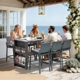 thumbnail image 1 of RADIATA 7-Piece Outdoor Bar Set, Patio High Top Table and Chairs with Stools, Bar Height Wicker Furniture for Backyard, Courtyard, and Poolside,Dark Gray, 1 of 7