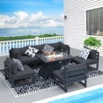 thumbnail image 1 of RADIATA® 7 Pieces Aluminum Patio Furniture Set with Fire Pit Table 43" Propane Gas Convertable Safe Approved Outdoor Luxury Conversation Sofa Set with Firepit Grey Color for Poolside, 1 of 11