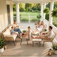 thumbnail image 1 of RADIATA 6-Piece Boho Patio Furniture Set, Outdoor Wicker Conversation Set with L-Shaped Sectional Sofa, 2 Armchairs, 2 Ottomans and Coffee Table, Beige, 1 of 11