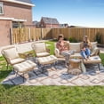 thumbnail image 1 of RADIATA 8 Pcs Beige Boho Outdoor Patio Sectional Sofa Set with 2 Chairs, 2 Ottomans, Side Table and Ice Bucket, 1 of 10