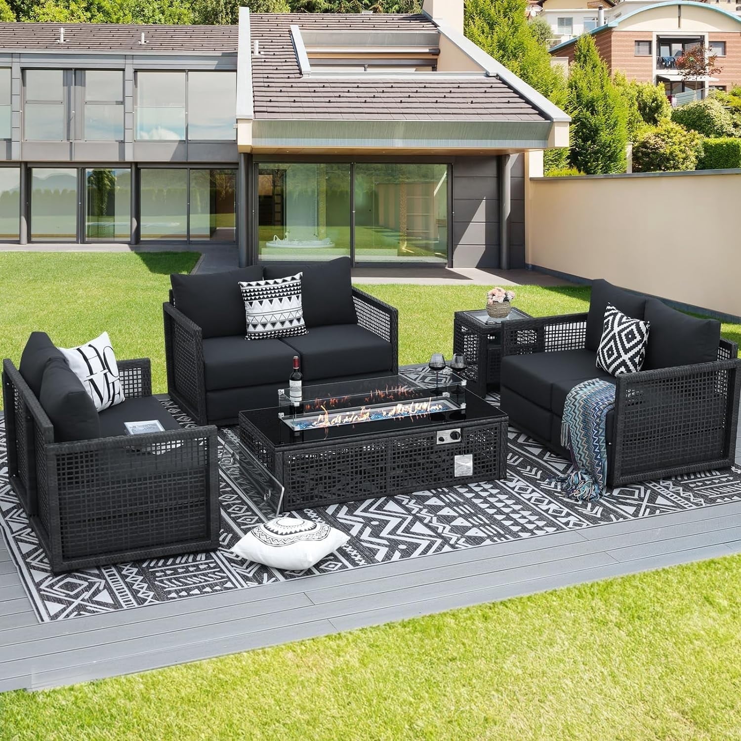 Picture of RADIATA 8 Pieces PE Wicker Heated Patio Furniture Sectional High Back ...