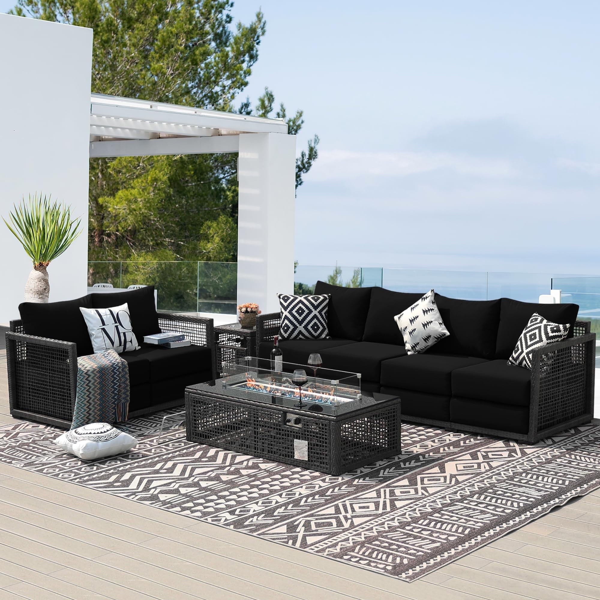 RADIATA 8 Pieces PE Wicker Heated Patio Furniture Sectional High Back ... - Thermal Compression Patio Furniture