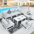 thumbnail image 1 of RADIATA 8 Pieces White Aluminum Patio Furniture Set Outdoor Furniture Sectional with Side Tables All Weather Aluminum Frame Conversation Set Aluminum Set for Porch Balcony Poolside, 1 of 9