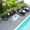 thumbnail image 1 of RADIATA 9 Pieces Aluminum Outdoor Patio Sectional Furniture Sofa Set with Fire Pit Table Large Size Luxury Comfortable Durable Water/UV-Resistant for Garden Porch Backyard Party (Black Cushion), 1 of 11