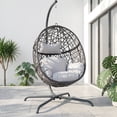 thumbnail image 1 of RADIATA Hanging Egg Chair with Stand, Oversized Indoor Outdoor Rattan Swing Chair, 450 lbs Bird Nest Basket Seat, Padded Wicker Egg Chair for Patio Balcony Porch, Light Gray, 1 of 10
