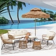 NICESOUL Boho Patio Wicker Furniture Outdoor Sectional Sofa Conversation Sets Beige Color