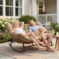 thumbnail image 1 of RADIATA Double Papasan Rocking Chair with Cushion, 2-Person Patio Egg Lounge Chair, Oversized Outdoor Recliner Loveseat, 620 lbs Capacity, Comfy Big Rocker for Porch, Balcony,Living Room,Brwon, 1 of 9