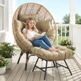 thumbnail image 1 of RADIATA Oversized Wicker Egg Chair with Ottoman, Rattan Lounge Chair for Indoor Outdoor Patio, 420lbs Capacity,Brown, 1 of 10