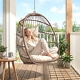 thumbnail image 1 of RADIATA Hanging Egg Chair Without Stand, Brown Wicker Swing Egg Chair with Cushion, 350 lbs Capacity, Indoor Outdoor Ceiling or Tree Hanging Chair for Patio, Bedroom, Porch, 1 of 9