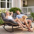 thumbnail image 1 of RADIATA Double Papasan Rocking Chair with Cushion, 2-Person Patio Egg Lounge Chair, Oversized Outdoor Recliner Loveseat, 620 lbs Capacity, Comfy Big Rocker for Porch, Balcony, or Living Room,Grey, 1 of 9