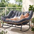 thumbnail image 1 of RADIATA 2-Person Outdoor Patio Rocking Loveseat, 600 lb Weight Capacity, 58" Extra-Wide Double Rocking Chair with 5.1" Thick Cushion & Reinforced Steel Frame, Dark Gray, 1 of 10