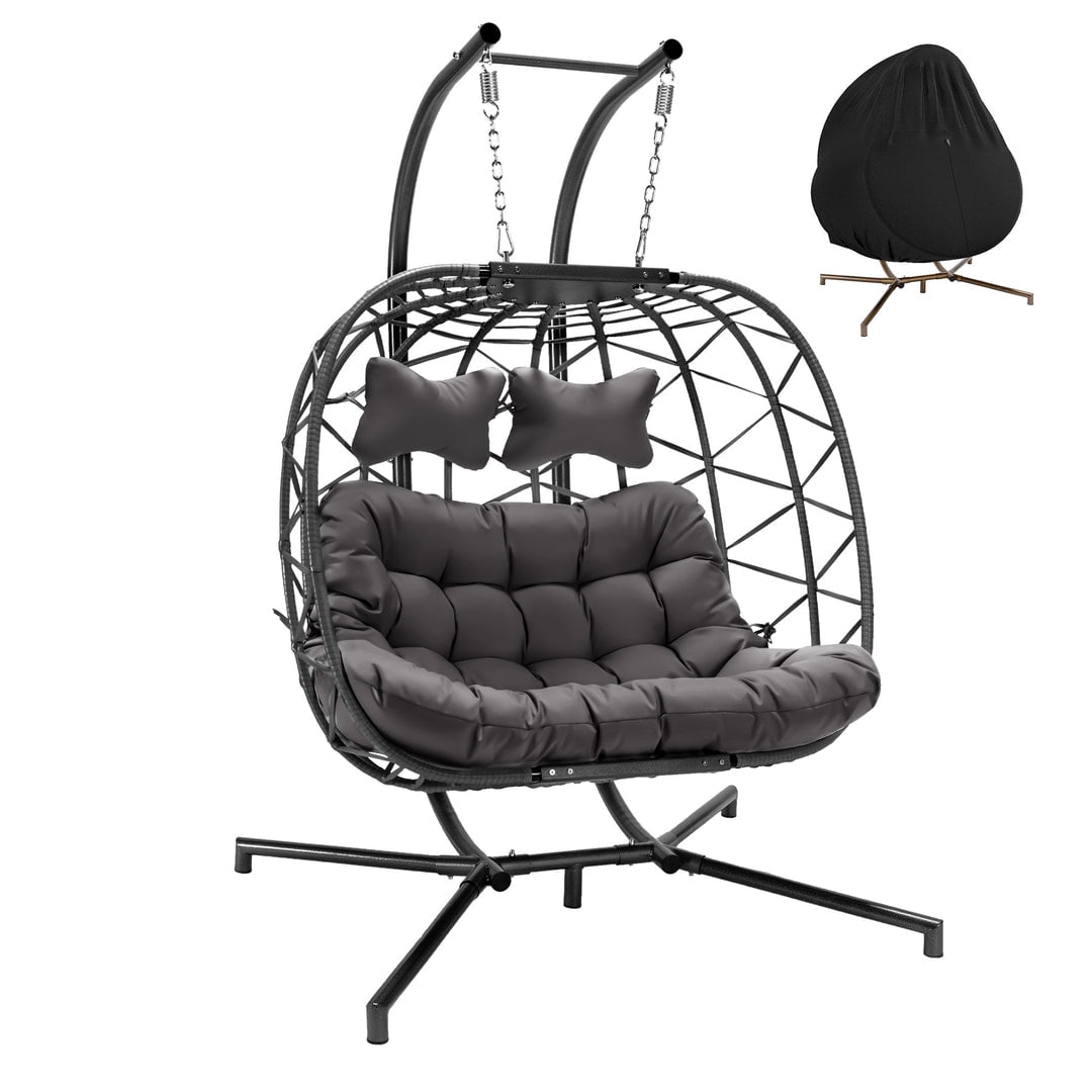 NICESOUL Double Swing Egg Chair with Stand Outdoor Indoor 2 Person
