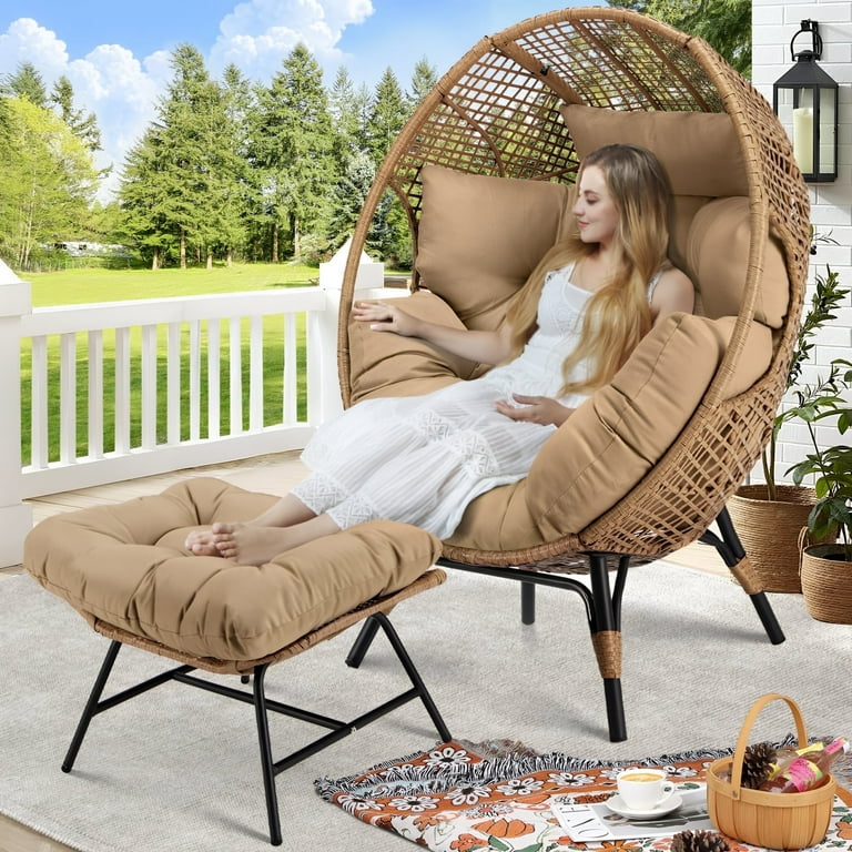 Patio Furniture Indoor Wicker Chair And Ottoman NICESOUL Outdoor