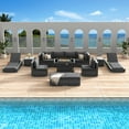 thumbnail image 1 of RADIATA® Large Outdoor Seating for 10 Person Patio Furniture Chaise Lounge Set with Fire Pit Table Rattan Sectional Sofa Modern Modular Sets Conversation Set with Fireplaces 13 Pieces, 1 of 9