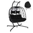 thumbnail image 1 of RADIATA Outdoor 2 Person Swing Egg Chair Double Wicker Hanging Egg Chair with Stand for Two 700 lbs Capaticy for Bedroom Balcony Patio (Black/Grey with Cover), 1 of 12