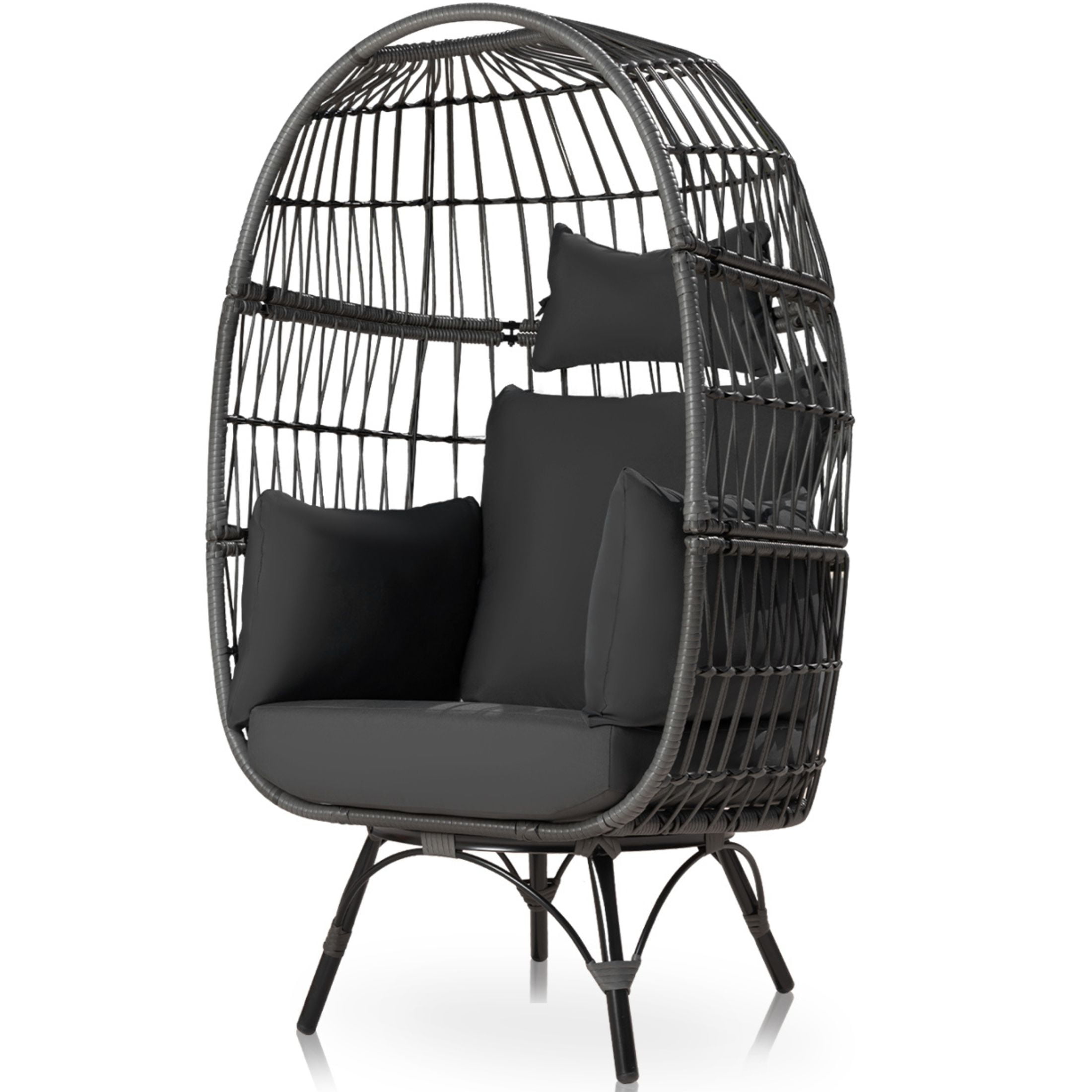NICESOUL Outdoor Indoor Boho Stationary Rattan Grey Egg Chair Patio